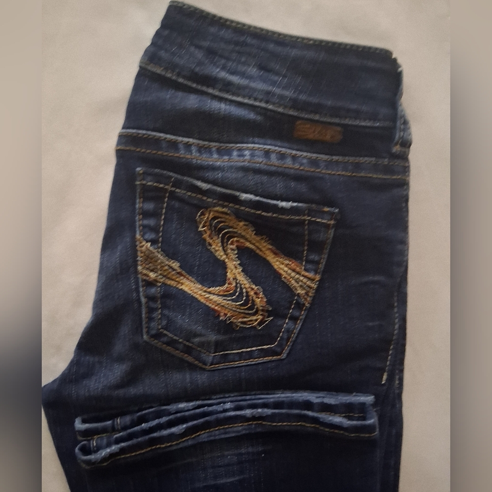 Silver Suki Jeans Indigo Jeans with Embroidered Pocket
